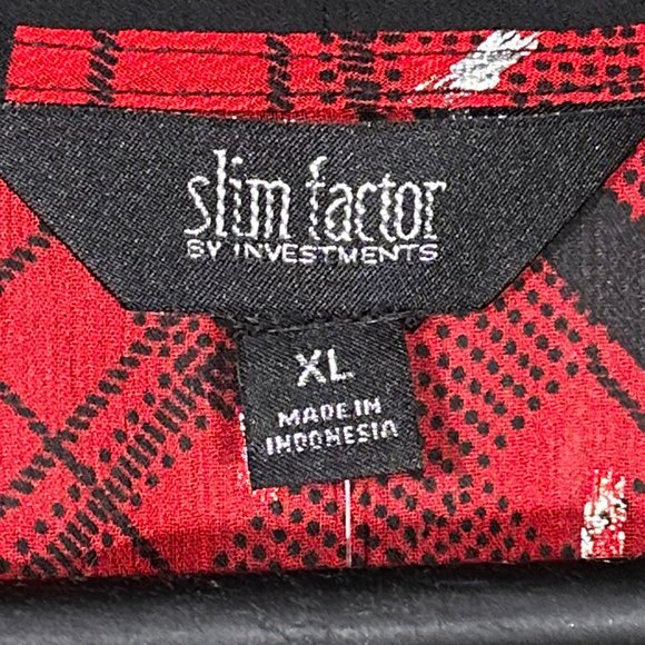 NWT Slim Factor Investments Blouse Long‎ Sleeve Sheer Tie Size XL - Picture 9 of 16